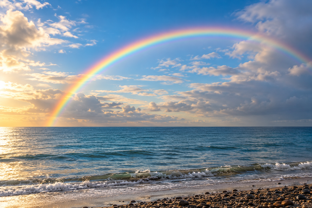 Regenbogen über dem Meer – In liebevoller Erinnerung an unsere verstorbenen Schützlinge.